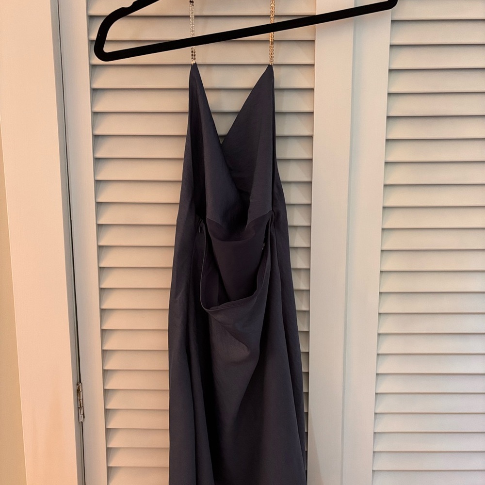 Elegant Navy Blue satin slip Women's Dress